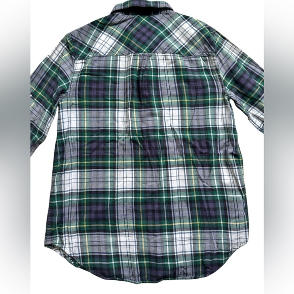 J. Crew Women’s Size 2 Plaid Flannel button up shirt green white Winter Casual - Picture 6 of 7